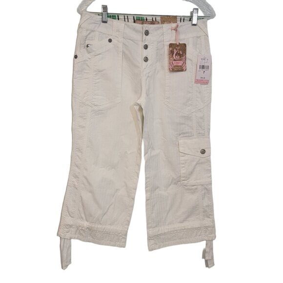 NWT Candie's Pants White Crop Capri Size 7 Cotton Blend Juniors NEW Read - Picture 1 of 11